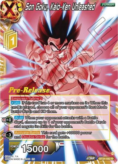 Son Goku Kaio Ken Unleashed BT24-082 Beyond Generations Pre-Release Cards Dragonball Super card