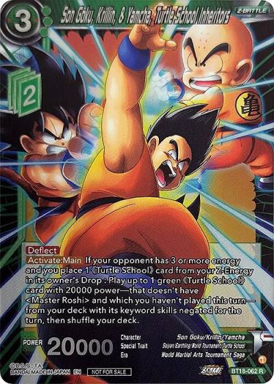 Son Goku Krillin and Yamcha Turtle School Inheritors Zenkai Series Pack Vol1 BT18-062 Tournament Promotion Cards Dragonball Super card