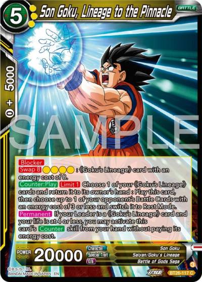Son Goku Lineage to the Pinnacle BT26-117 Ultimate Advent Dragonball Super card