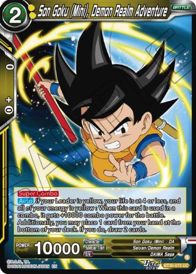 Son Goku Mini Demon Realm Adventure BT30-072 Three Glorious Fighters Dragonball Super card