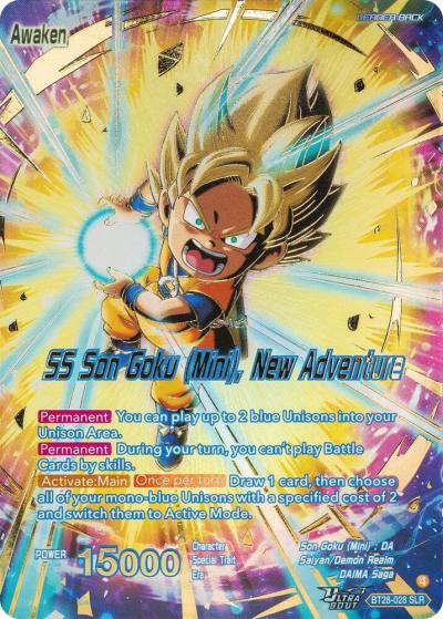 Son Goku Mini SS Son Goku Mini New Adventure SLR BT28-028 Prismatic Clash Dragonball Super card