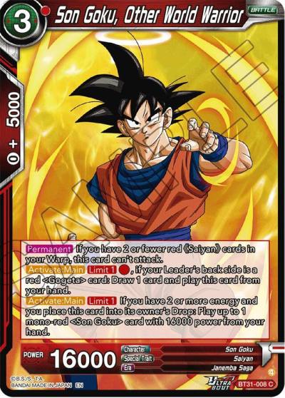 Son Goku Other World Warrior BT31-008 Impact Beyond Dimensions Dragonball Super card