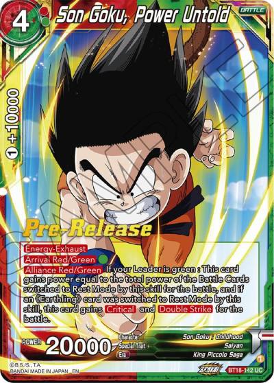 Son Goku Power Untold BT18-142 Dawn of the Z-Legends Pre-Release Cards Dragonball Super card