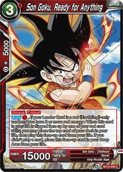 Son Goku Ready for Anything BT12-006 Vicious Rejuvenation Dragonball Super card