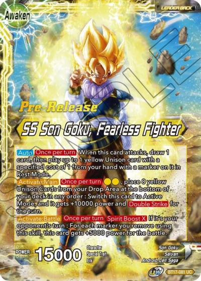 Son Goku SS Son Goku Fearless Fighter BT17-081 Ultimate Squad Pre-Release Cards Dragonball Super card