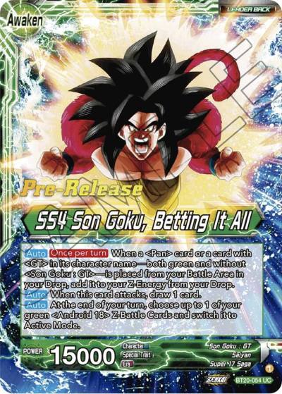 Son Goku SS4 Son Goku Betting It All BT20-054 Power Absorbed Pre-Release Cards Dragonball Super card