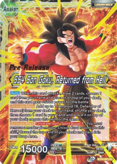 Son Goku SS4 Son Goku Returned from Hell BT14-091 Cross Spirits Pre-Release Cards Dragonball Super card