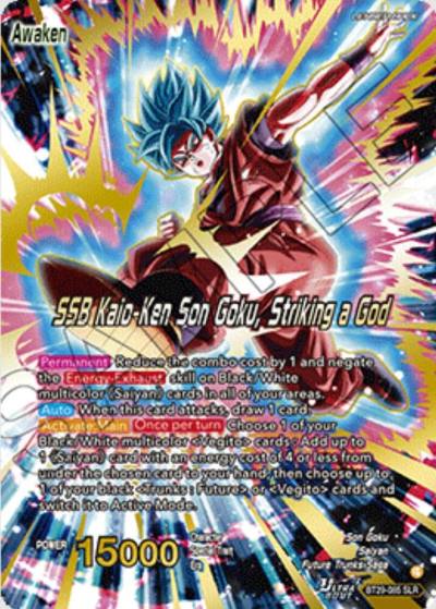 Son Goku SSB Kaio Ken Son Goku Striking a God SLR BT29-085 Fearsome Rivals Dragonball Super card