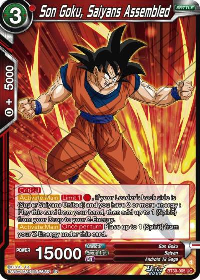 Son Goku Saiyans Assembled BT30-005 Three Glorious Fighters Dragonball Super card