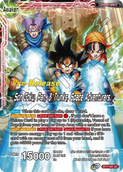 Son Goku Son Goku Pan and Trunks Space Adventurers BT17-001 Ultimate Squad Pre-Release Cards Dragonball Super card