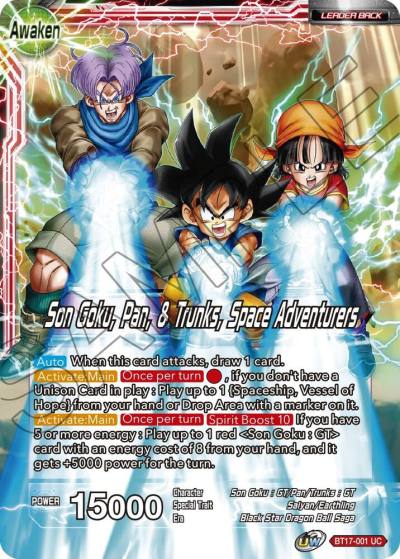 Son Goku Son Goku Pan and Trunks Space Adventurers BT17-001 Ultimate Squad Dragonball Super card