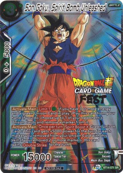 Son Goku Spirit Bomb Unleashed Card Game Fest 2022 BT14-071 Tournament Promotion Cards Dragonball Super card