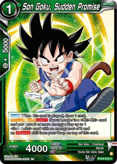 Son Goku Sudden Promise BT28-059 Prismatic Clash Dragonball Super card