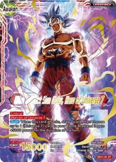 Son Goku Ultra Instinct Son Goku Hero of Universe 7 SD11-01 Universal Onslaught Dragonball Super card