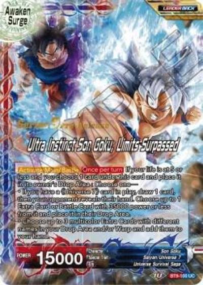 Son Goku Ultra Instinct Son Goku Limits Surpassed BT9-100 Universal Onslaught Pre-Release Cards Dragonball Super card