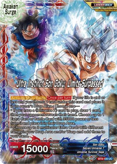 Son Goku Ultra Instinct Son Goku Limits Surpassed BT9-100 Universal Onslaught Dragonball Super card