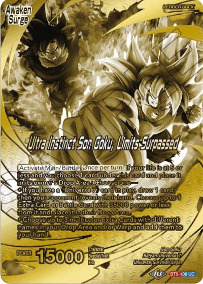 Son Goku Ultra Instinct Son Goku Limits Surpassed Championship 2023 Golden Card Vol2 Version 2 BT9-100 Tournament Promotion Cards Dragonball Super card