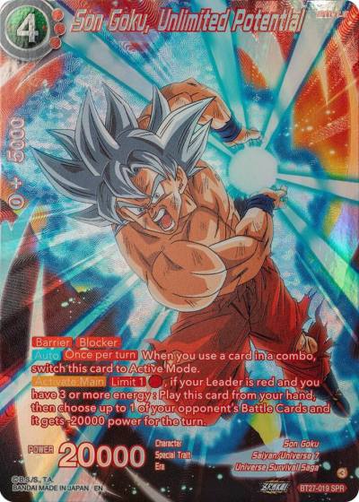 Son Goku Unlimited Potential SPR BT27-019 History of Z Dragonball Super card