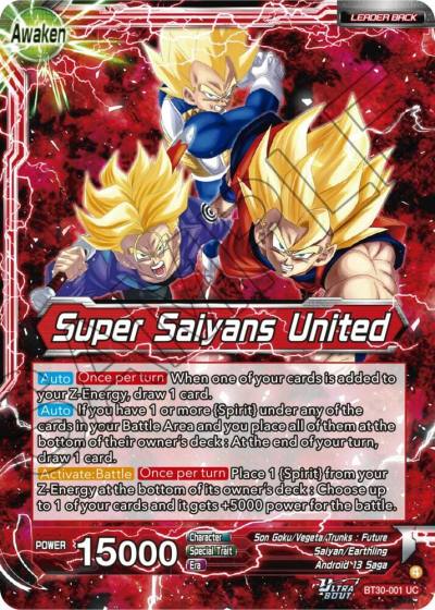 Son Goku Vegeta and Trunks Super Saiyans United BT30-001 Three Glorious Fighters Dragonball Super card