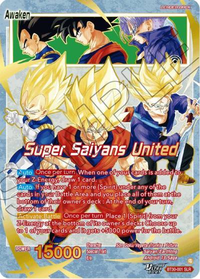 Son Goku Vegeta and Trunks Super Saiyans United SLR BT30-001 Three Glorious Fighters Dragonball Super card