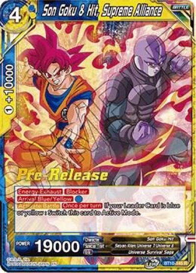Son Goku and Hit Supreme Alliance BT10-145 Rise of the Unison Warrior Pre-Release Cards Dragonball Super card