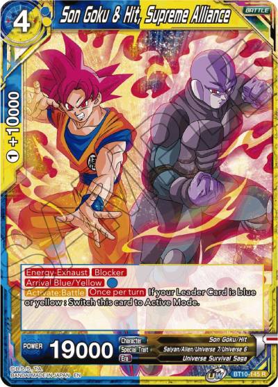 Son Goku and Hit Supreme Alliance BT10-145 Rise of the Unison Warrior Dragonball Super card