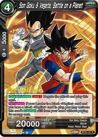 Son Goku and Vegeta Battle on a Planet BT25-121 Legend of the Dragon Balls Pre-Release Cards Dragonball Super card