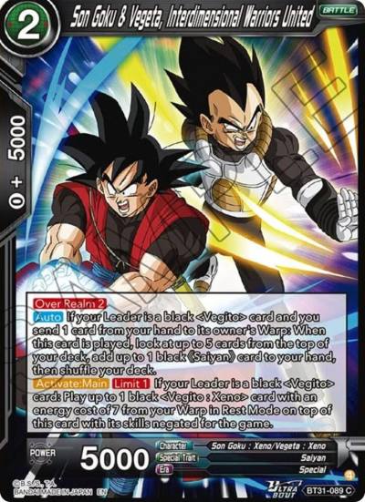 Son Goku and Vegeta Interdimensional Warriors United BT31-089 Impact Beyond Dimensions Dragonball Super card