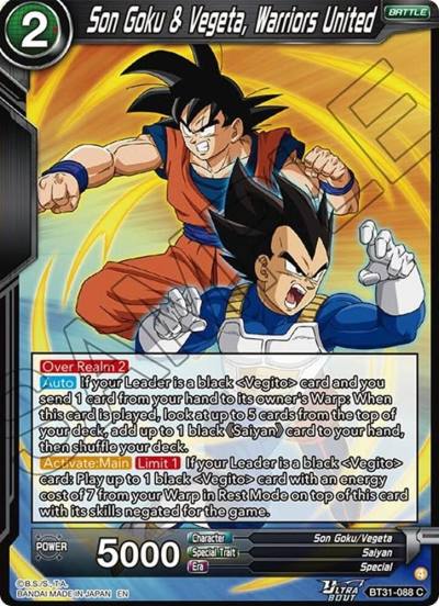 Son Goku and Vegeta Warriors United BT31-088 Impact Beyond Dimensions Dragonball Super card