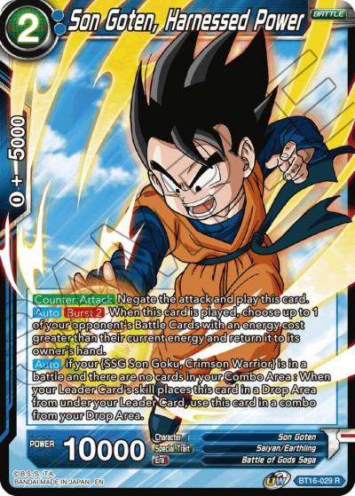 Son Goten Harnessed Power BT16-029 Realm of the Gods Dragonball Super card