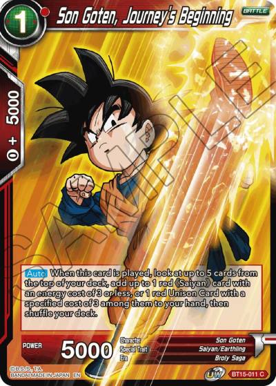 Son Goten Journeys Beginning BT15-011 Saiyan Showdown Dragonball Super card