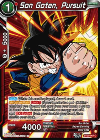 Son Goten Pursuit BT29-007 Fearsome Rivals Dragonball Super card
