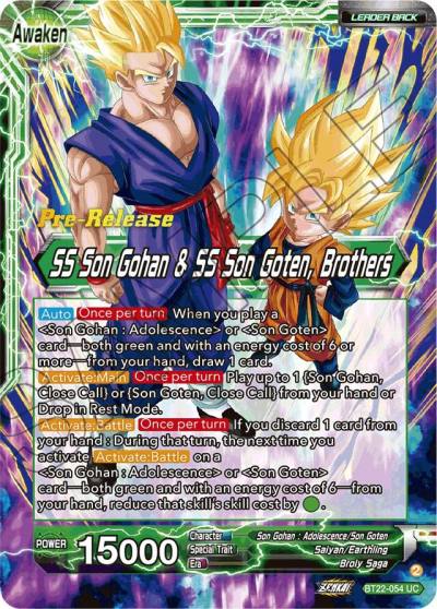 Son Goten SS Son Gohan and SS Son Goten Brothers BT22-054 Critical Blow Pre-Release Cards Dragonball Super card