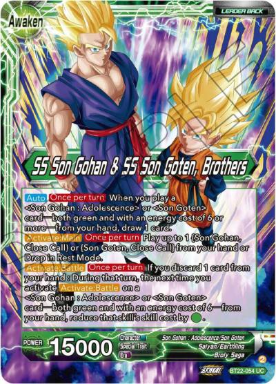 Son Goten SS Son Gohan and SS Son Goten Brothers BT22-054 Critical Blow Dragonball Super card