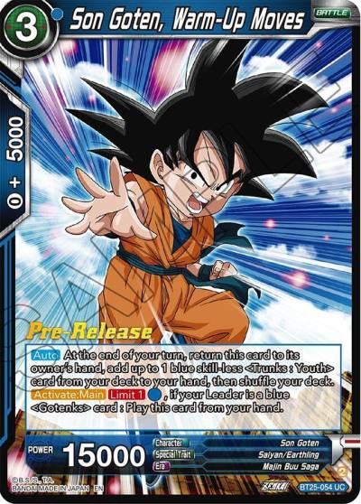 Son Goten Warm Up Moves BT25-054 Legend of the Dragon Balls Pre-Release Cards Dragonball Super card