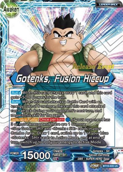 Son Goten and Trunks Gotenks Fusion Hiccup Fighters Ambition Holiday Pack BT19-035 Tournament Promotion Cards Dragonball Super card