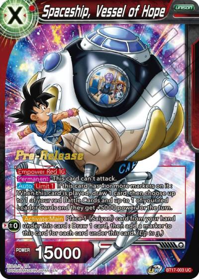 Spaceship Vessel of Hope BT17-003 Ultimate Squad Pre-Release Cards Dragonball Super card