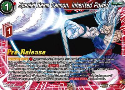 Special Beam Cannon Inherited Power BT22-007 Critical Blow Pre-Release Cards Dragonball Super card