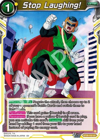 Stop Laughing BT28-102 Prismatic Clash Dragonball Super card