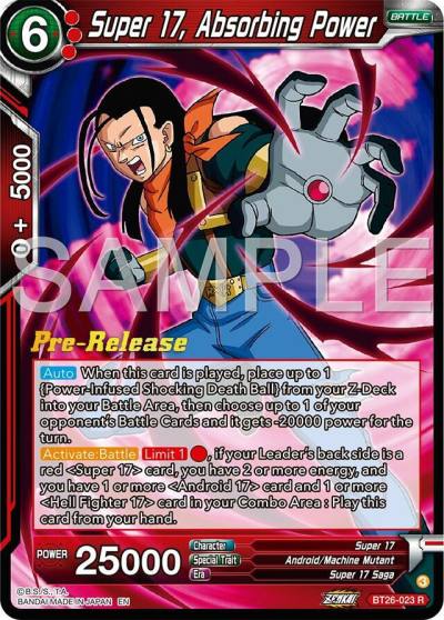 Super 17 Absorbing Power BT26-023 Ultimate Advent Pre-Release Cards Dragonball Super card