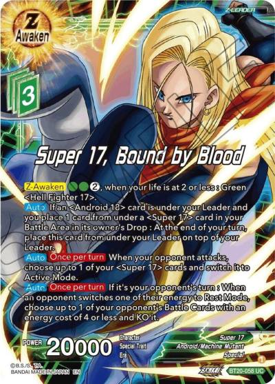 Super 17 Bound by Blood Foil BT20-058 Power Absorbed Dragonball Super card