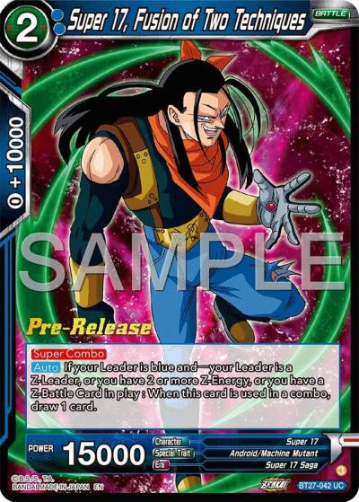 Super 17 Fusion of Two Techniques BT27-042 History of Z Pre-Release Cards Dragonball Super card