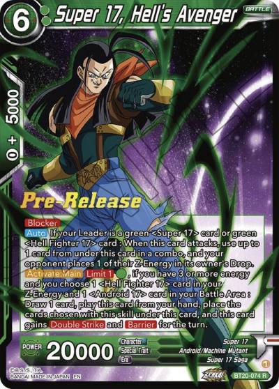Super 17 Hells Avenger BT20-074 Power Absorbed Pre-Release Cards Dragonball Super card