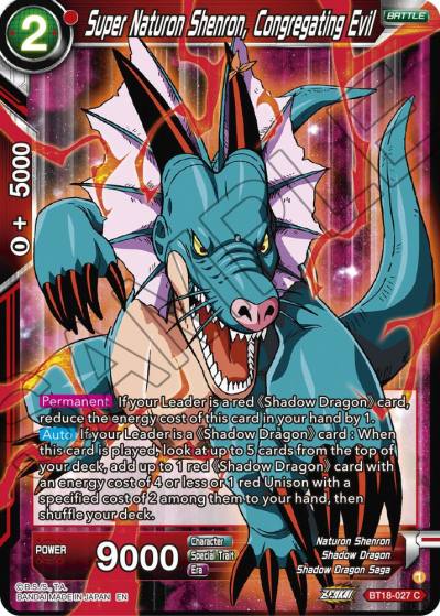 Super Naturon Shenron Congregating Evil BT18-027 Dawn of the Z-Legends Dragonball Super card