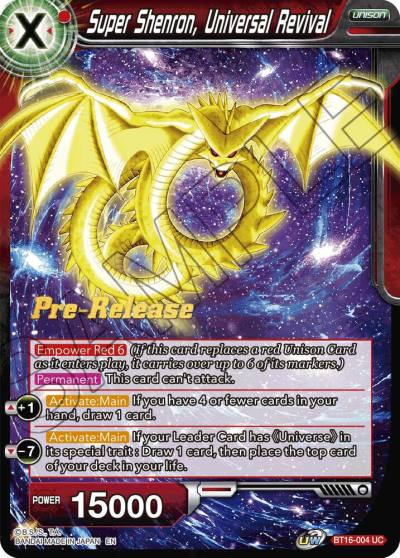 Super Shenron Universal Revival BT16-004 Realm of the Gods Pre-Release Cards Dragonball Super card
