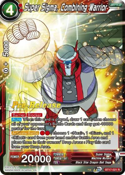Super Sigma Combining Warrior BT17-021 Ultimate Squad Pre-Release Cards Dragonball Super card