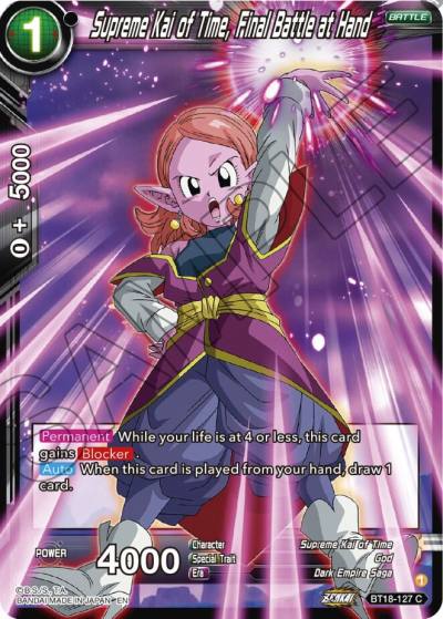 Supreme Kai of Time Final Battle at Hand BT18-127 Dawn of the Z-Legends Dragonball Super card