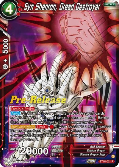 Syn Shenron Dread Destroyer BT18-021 Dawn of the Z-Legends Pre-Release Cards Dragonball Super card