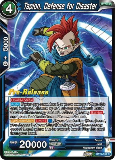 Tapion Defense for Disaster BT24-039 Beyond Generations Pre-Release Cards Dragonball Super card