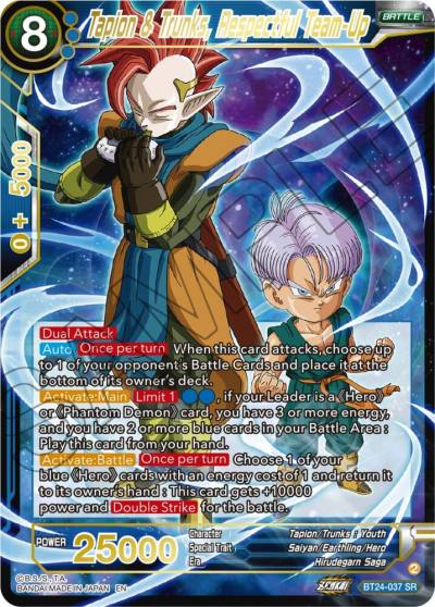 Tapion and Trunks Respectful Team Up BT24-037 Beyond Generations Dragonball Super card